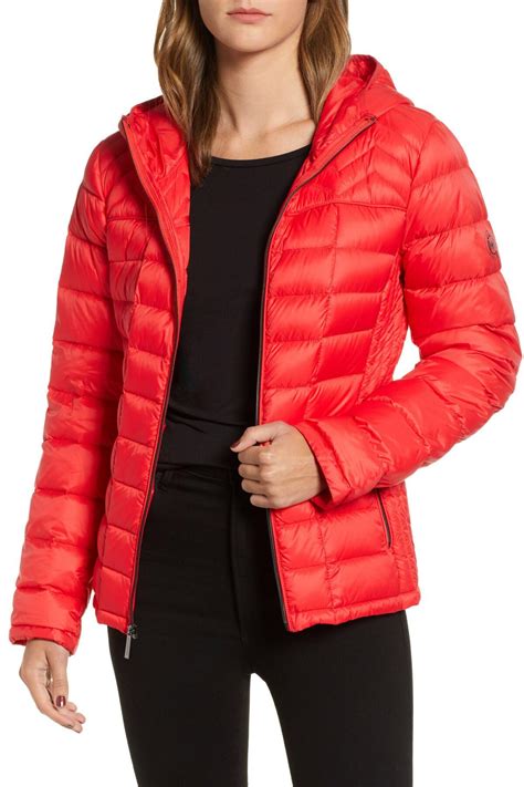 red michael kors puffer jacket|Michael Kors packable puffer jacket.